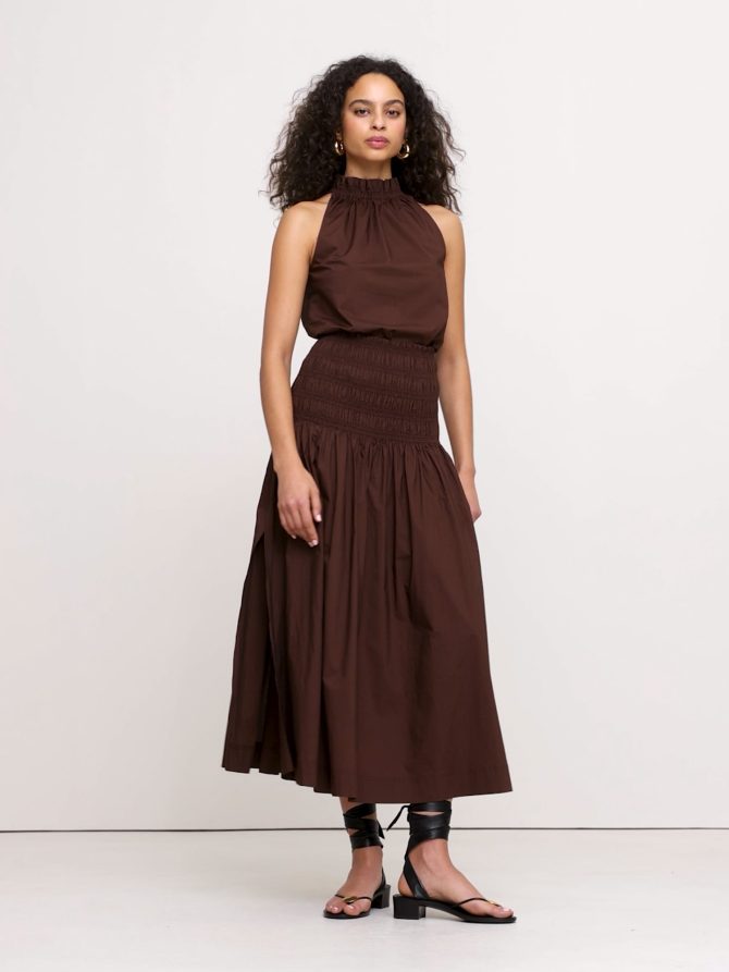 Cotton Poplin Smocked-Waist Maxi Skirt - Image 2