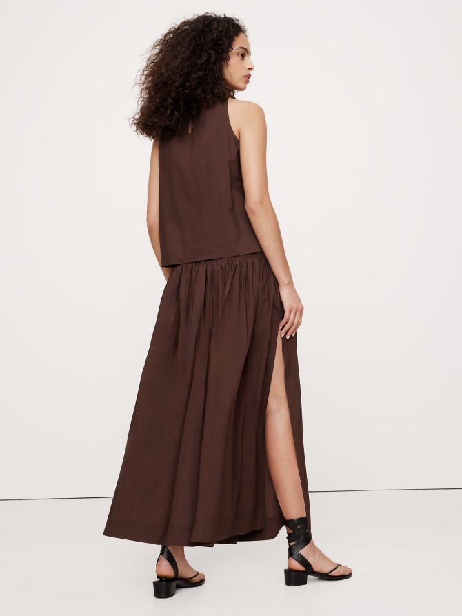 Cotton Poplin Smocked-Waist Maxi Skirt - Image 3