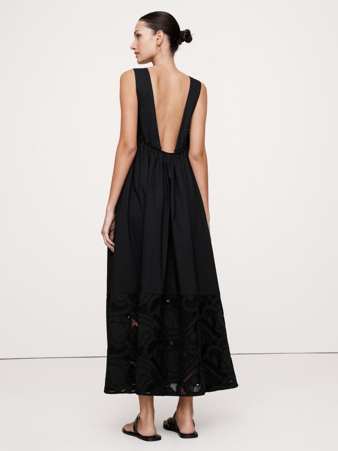 Embroidered Cotton Poplin Maxi Dress - Image 3