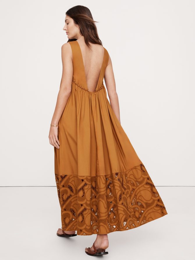 Embroidered Cotton Poplin Maxi Dress - Image 3
