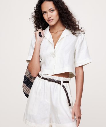 Oversized Linen Cropped Resort Shirt