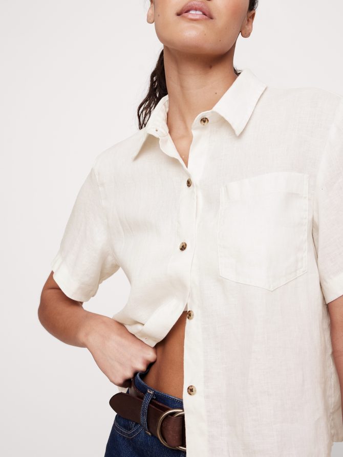 Boxy Linen Short-Sleeve Shirt - Image 4