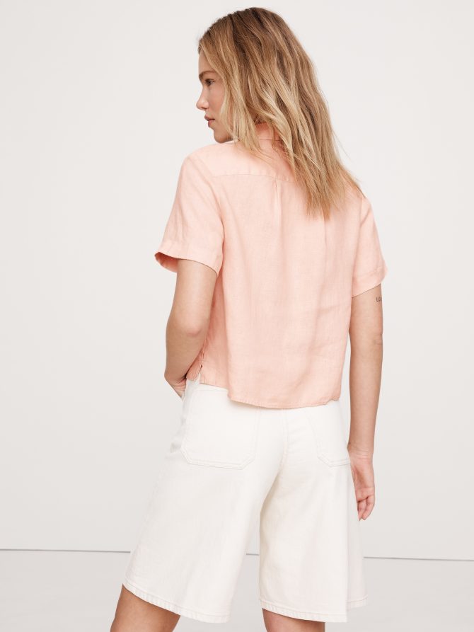 Boxy Linen Short-Sleeve Shirt - Image 6