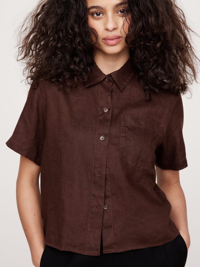 Boxy Linen Short-Sleeve Shirt - Image 4