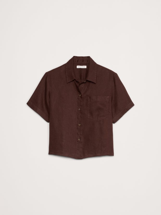Boxy Linen Short-Sleeve Shirt - Image 5