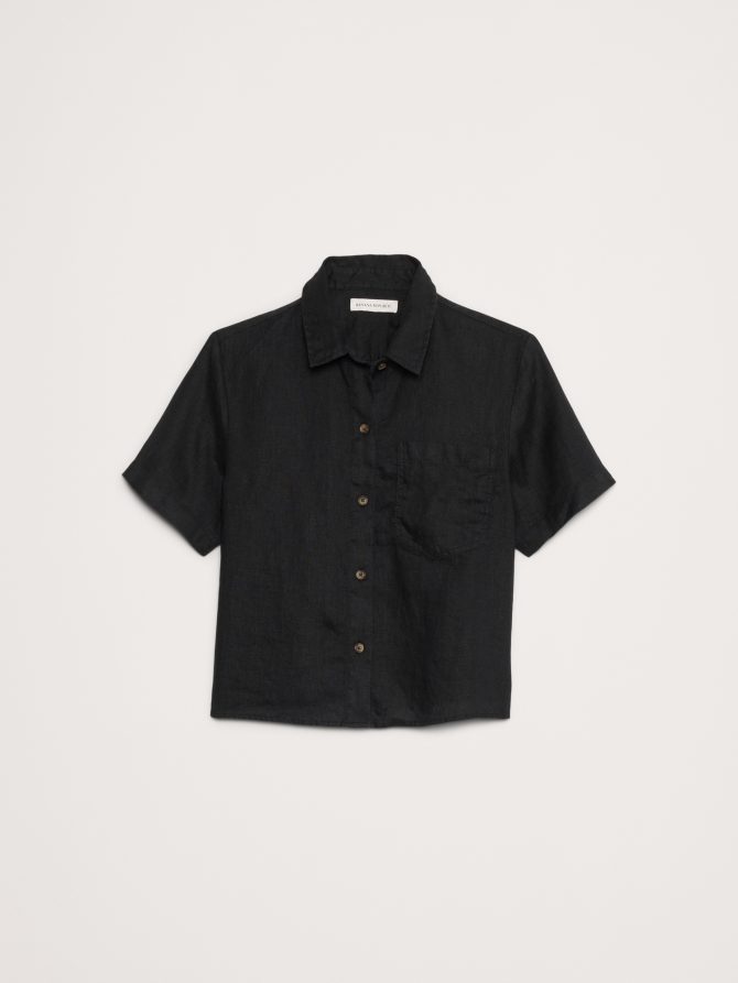 Boxy Linen Short-Sleeve Shirt - Image 5
