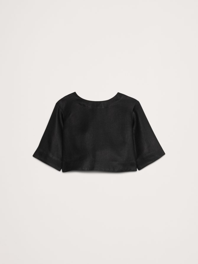 Linen Boat-Neck Cropped Top - Image 5