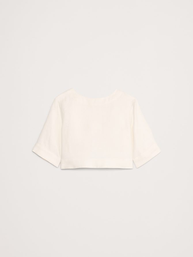Linen Boat-Neck Cropped Top - Image 5