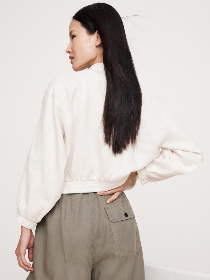 Linen Bomber Jacket - Image 3