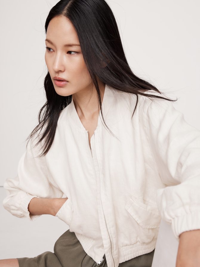 Linen Bomber Jacket - Image 4