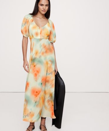 Crepe V-Neck Maxi Dress