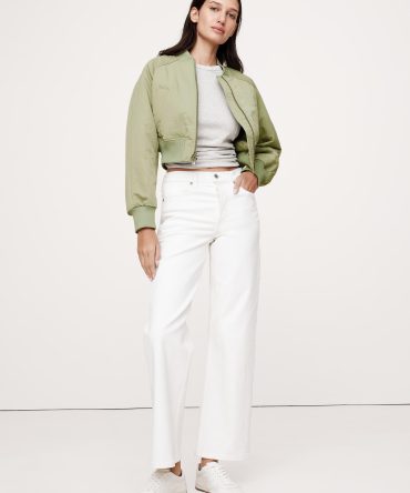 Water-Resistant Cropped Bomber Jacket