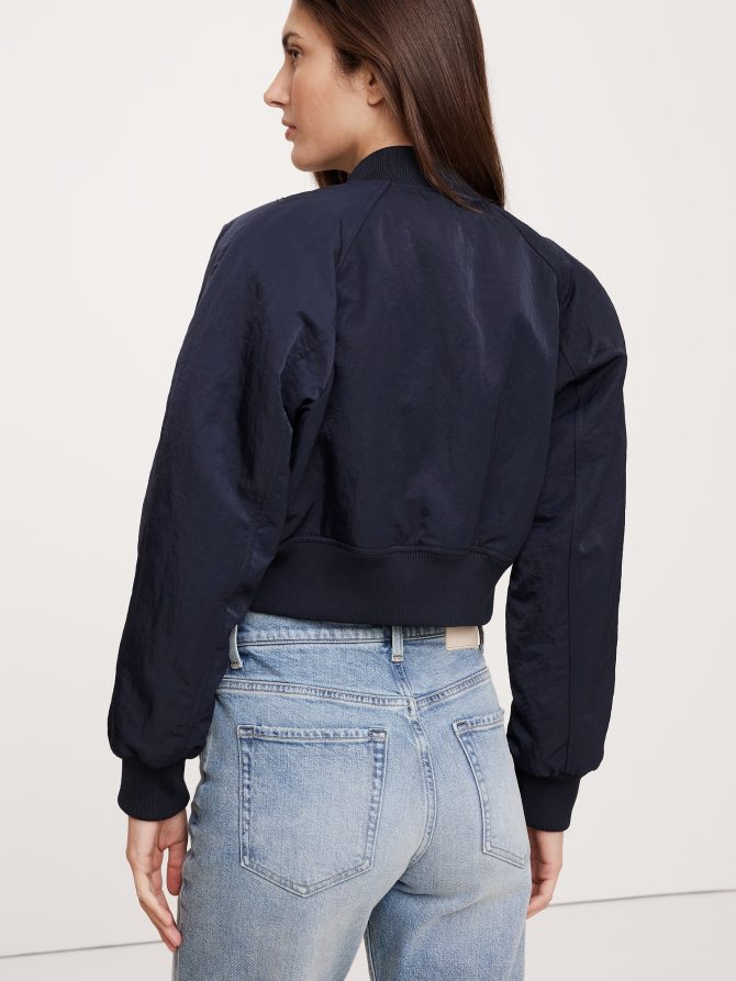 Water-Resistant Cropped Bomber Jacket - Image 3