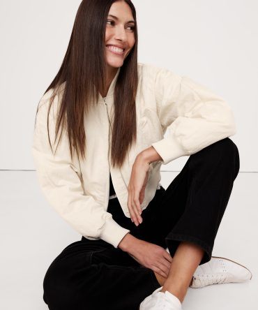 Water-Resistant Cropped Bomber Jacket