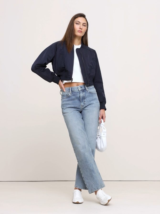 Water-Resistant Cropped Bomber Jacket - Image 2