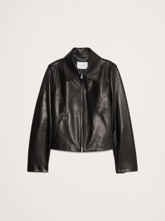 Minimalist Leather Jacket - Image 5