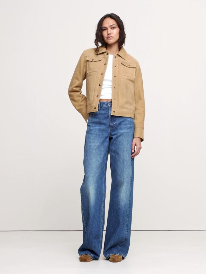 Relaxed Suede Trucker Jacket - Image 2