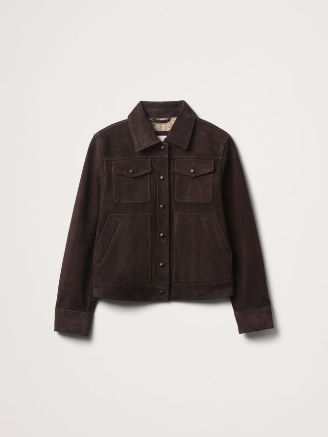 Relaxed Suede Trucker Jacket - Image 3