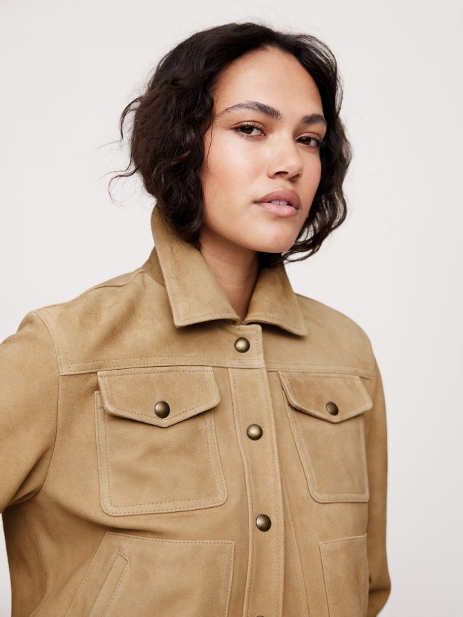 Relaxed Suede Trucker Jacket - Image 5