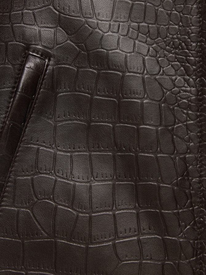 Crocodile-Embossed Leather Jacket - Image 6