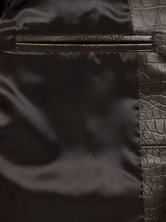 Crocodile-Embossed Leather Jacket - Image 7