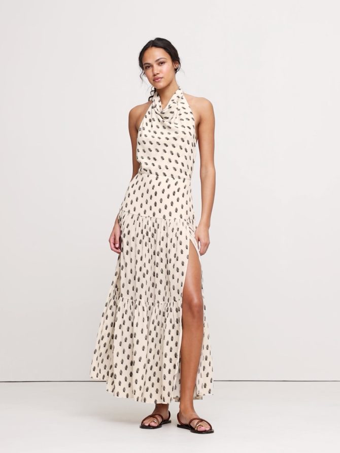 Matte Silk Halter Maxi Dress - Image 2