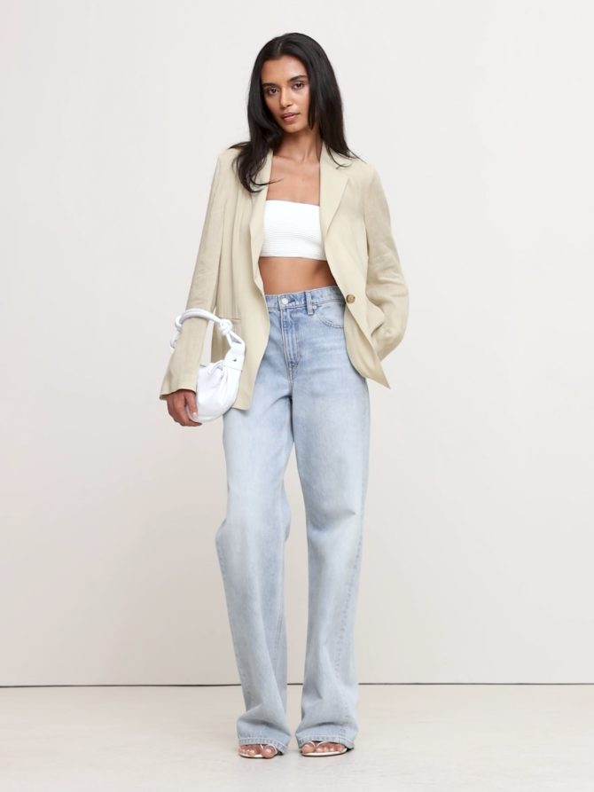 Linen-Viscose Open-Back Blazer - Image 2