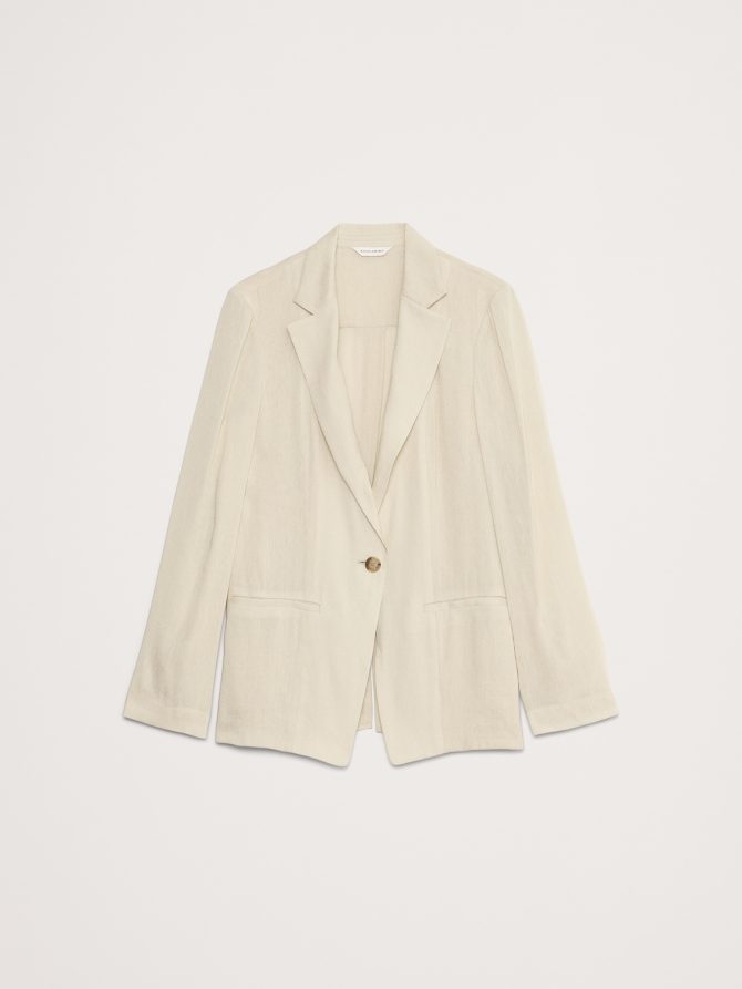 Linen-Viscose Open-Back Blazer - Image 6