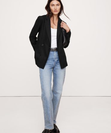 Relaxed Double-Breasted Linen Blazer
