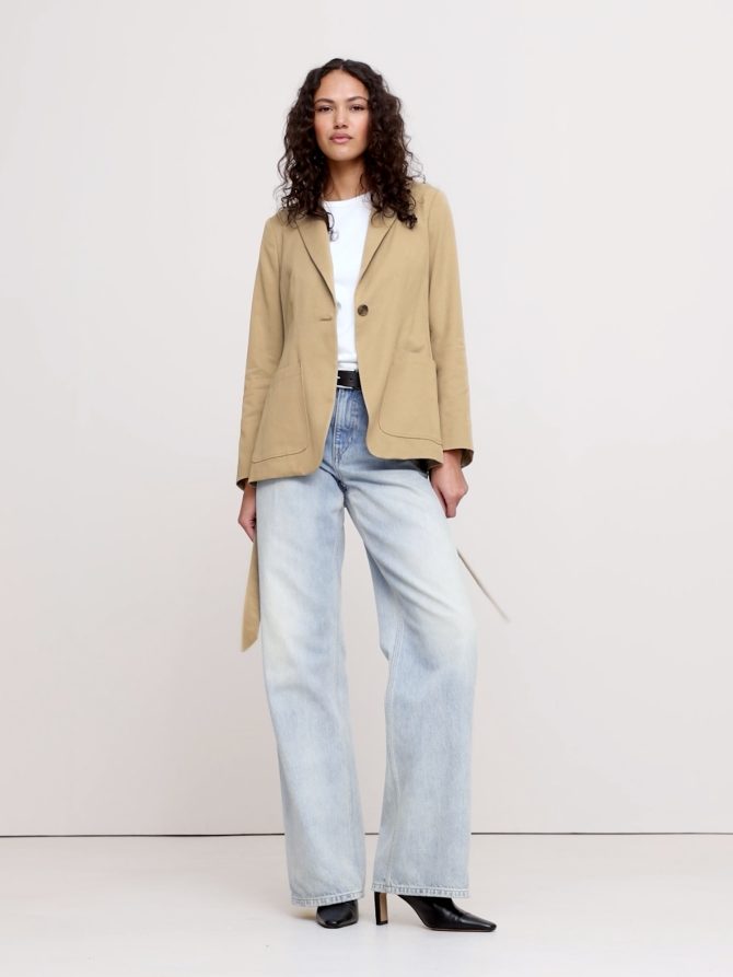 Relaxed Drapey Belted Blazer - Image 2