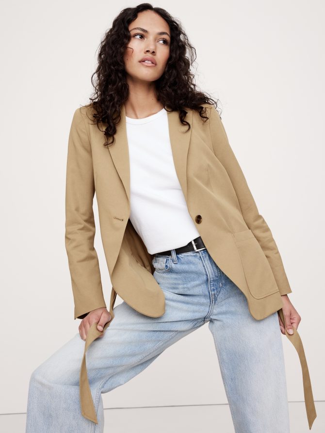 Relaxed Drapey Belted Blazer - Image 4