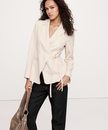 Drapey Twill Wrap Blazer