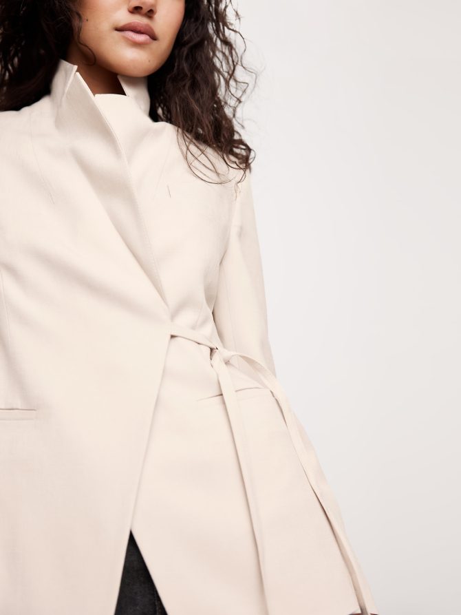 Drapey Twill Wrap Blazer - Image 4
