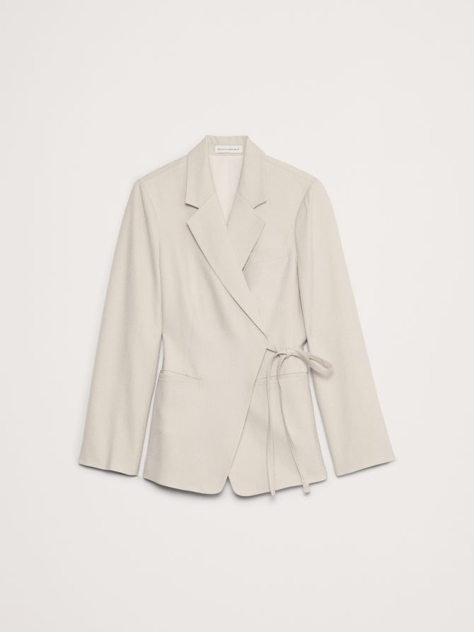 Drapey Twill Wrap Blazer - Image 5