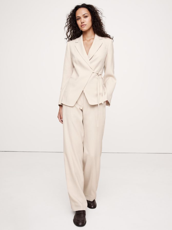 Drapey Twill Wrap Blazer - Image 6