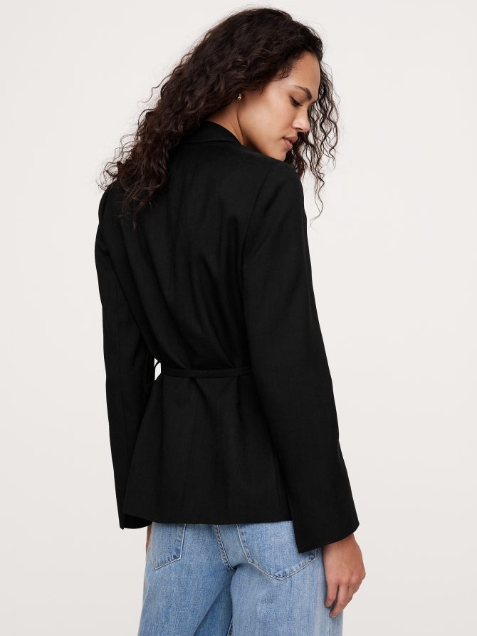 Drapey Twill Wrap Blazer - Image 8
