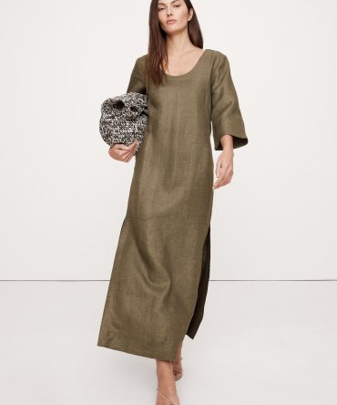 Linen Scoop-Neck Maxi Dress