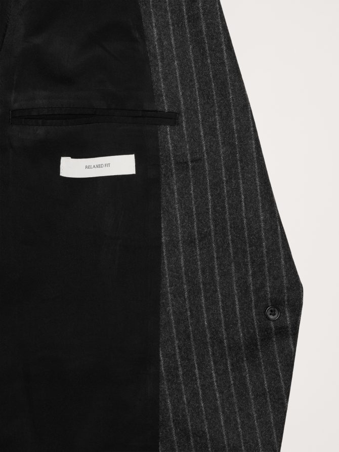 Relaxed Slim Pinstripe Flannel Blazer - Image 7
