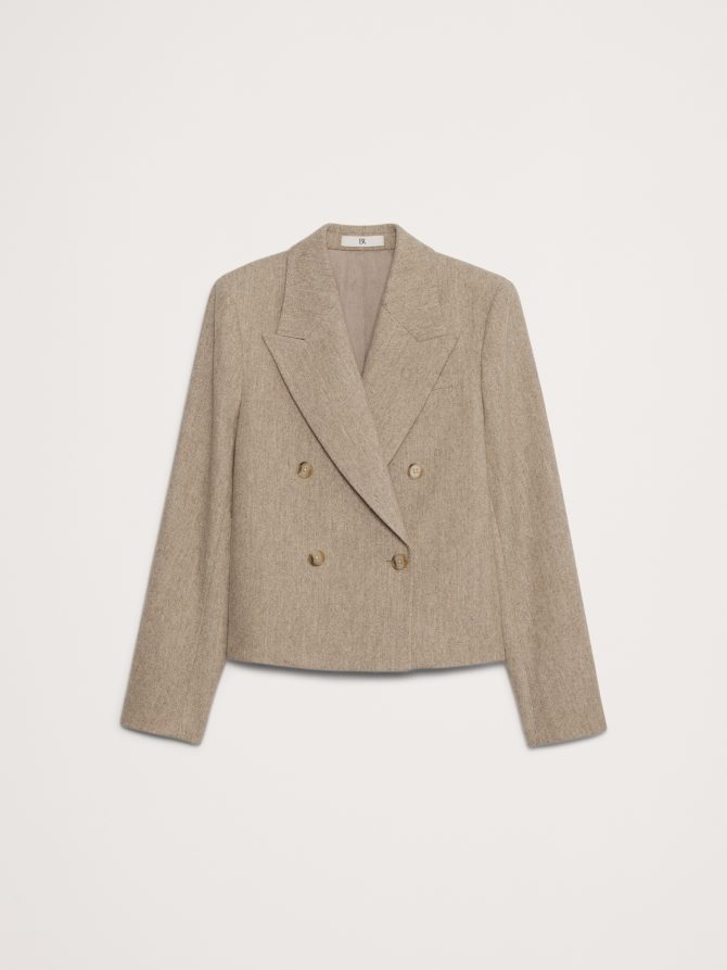 Herringbone Wool Flannel Crop Blazer - Image 5