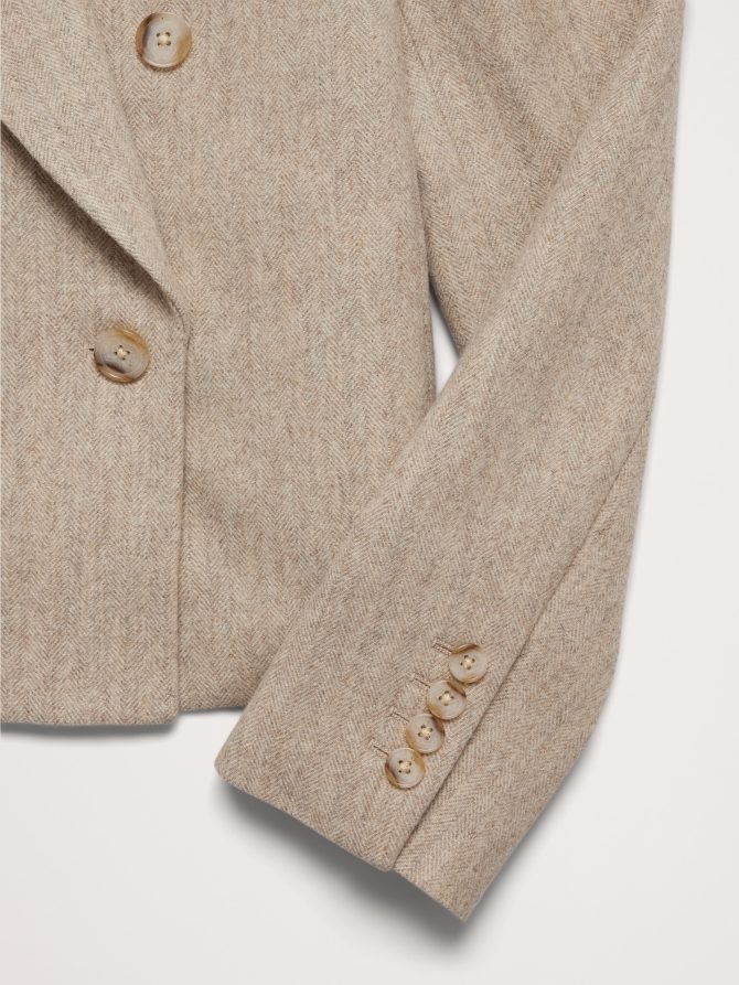 Herringbone Wool Flannel Crop Blazer - Image 6