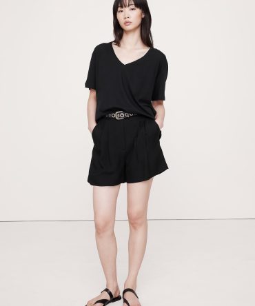 Oversized Cotton-Silk V-Neck T-Shirt