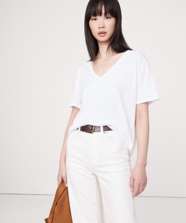 Oversized Cotton-Silk V-Neck T-Shirt