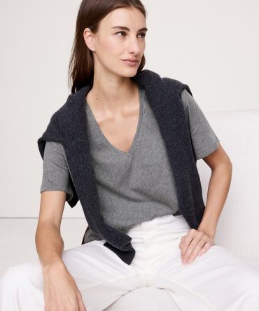 Oversized Cotton-Silk V-Neck T-Shirt