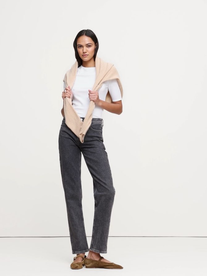 Ribbed Elbow-Sleeve T-Shirt - Image 2