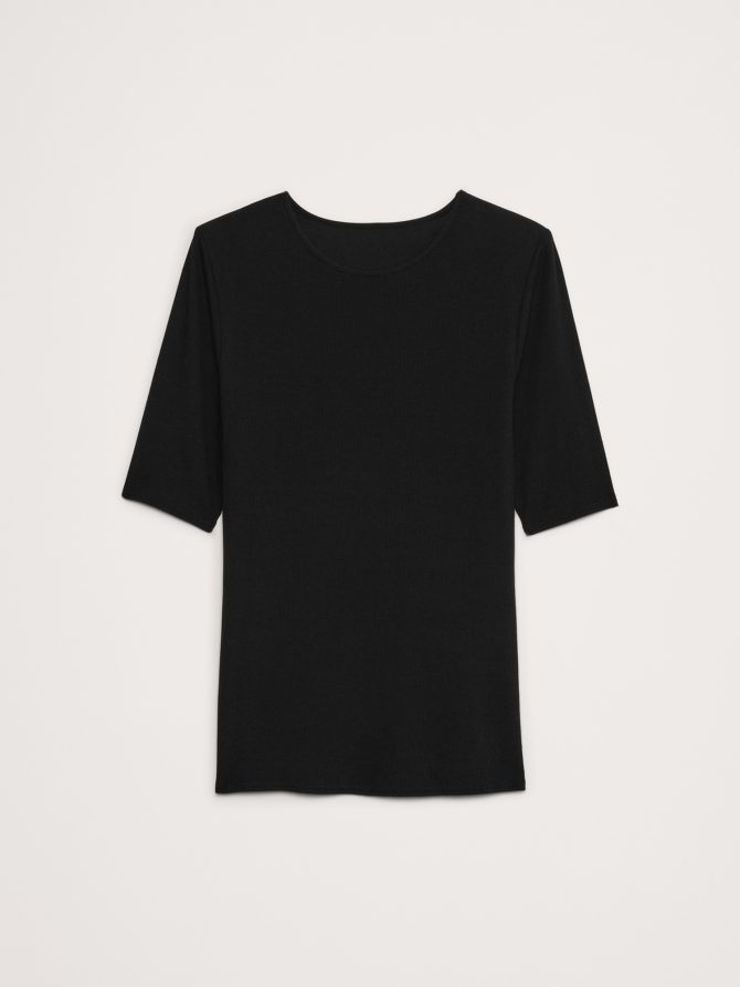 Ribbed Elbow-Sleeve T-Shirt - Image 8