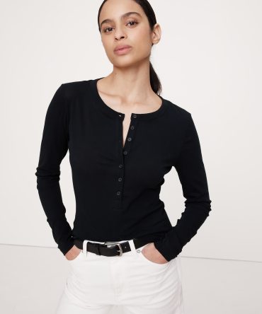 Airy Cotton Crepe Henley