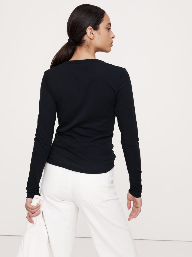Airy Cotton Crepe Henley - Image 2