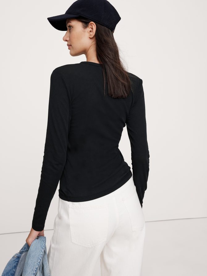 Airy Cotton Crepe Crew-Neck T-Shirt - Image 2