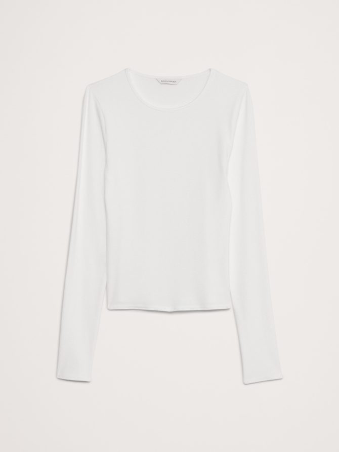 Ribbed Long-Sleeve Crew-Neck T-Shirt - Image 4