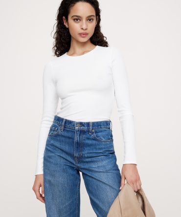 Ribbed Long-Sleeve Crew-Neck T-Shirt